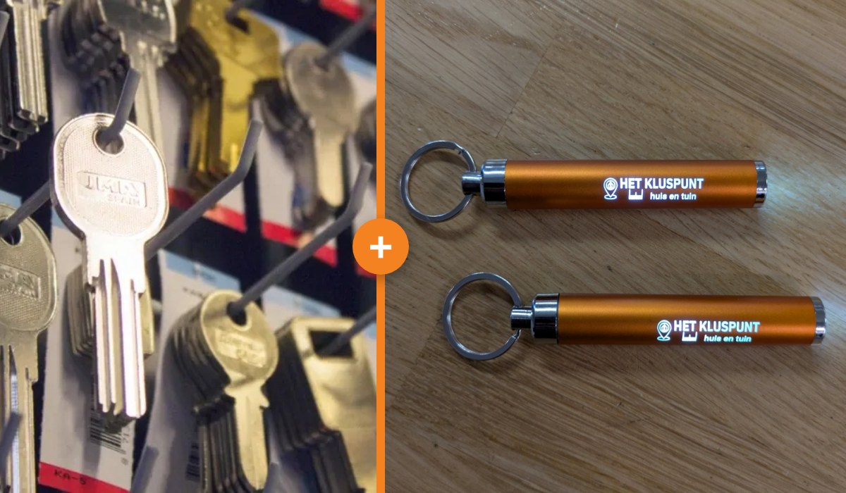 Sleutels bijmaken en een Kluspunt-sleutelhanger met lampje cadeau
